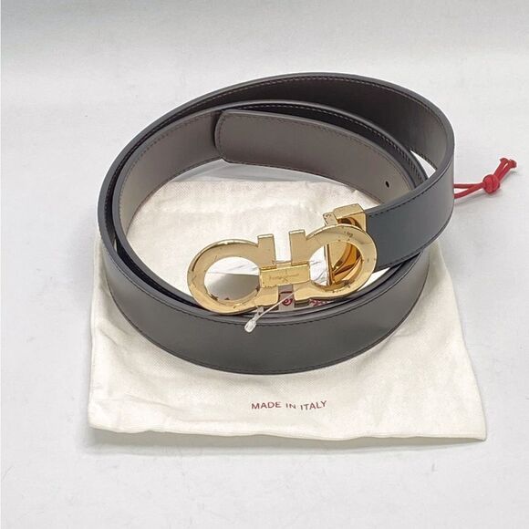Ferragamo Reversible Adjustable Double-Gancini Leather Belt size 46